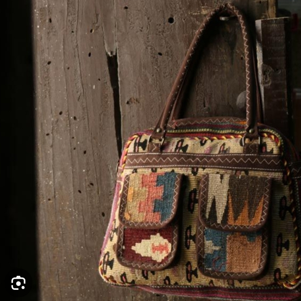 Bohemian Multicolor Tote Bag 100%wool